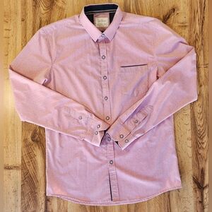 Craft + Flow‎ Men's  Shirt Size M Pink With Tiny Patterns Button Up Shirt